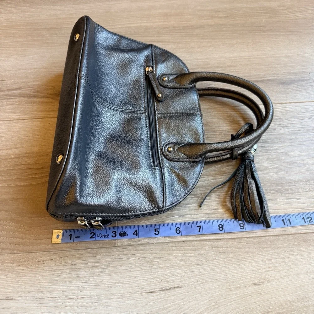 Tiganello Pewter Metallic Leather Handbag